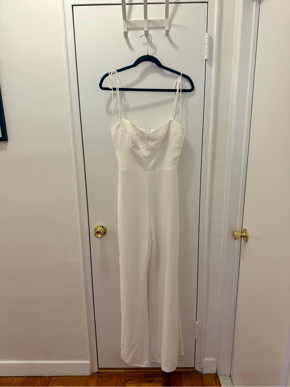 Unworn Amanda Uprichard White Tie-Shoulder Wide-Leg Jumpsuit
